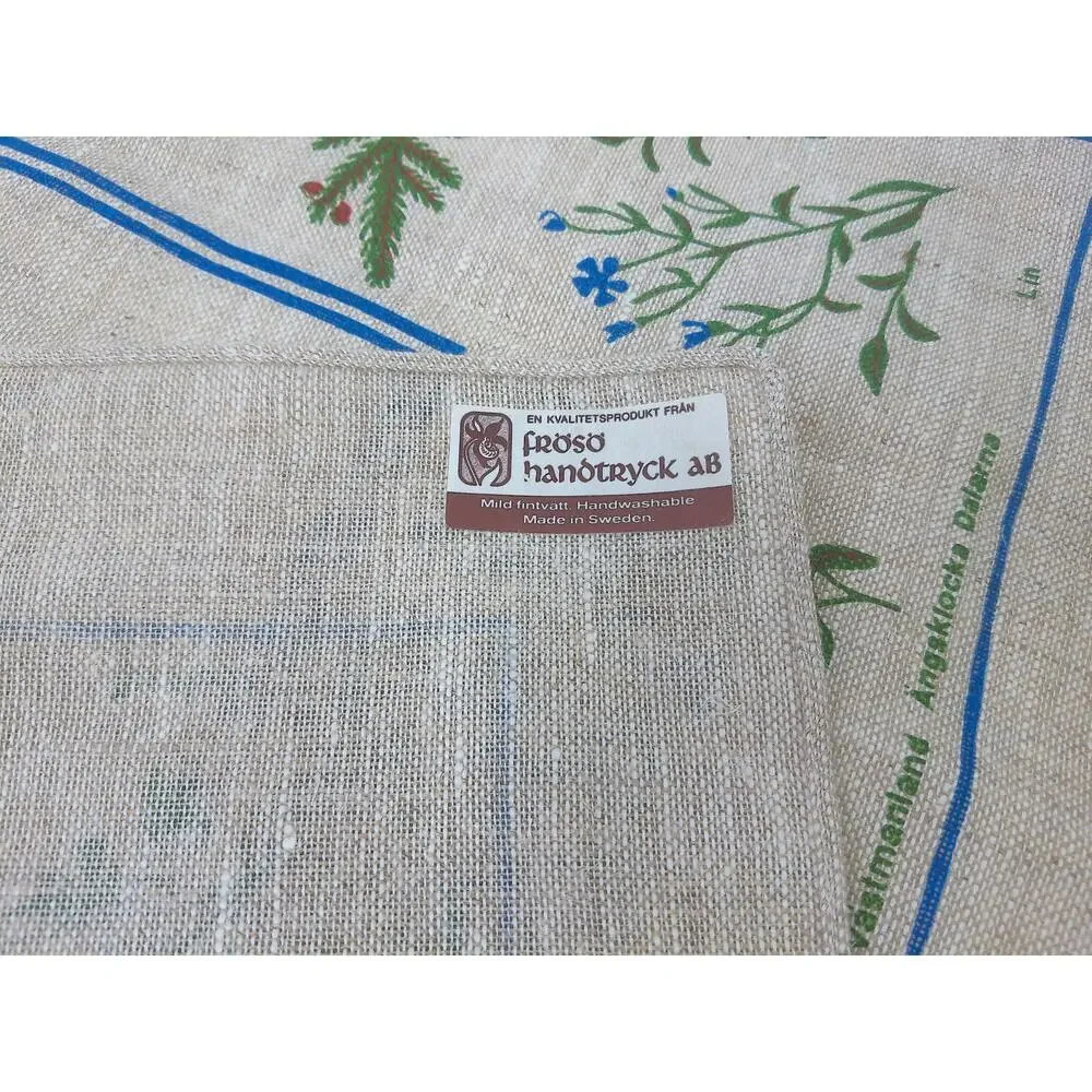 Vintage Frösö Handtryck Swedish Linen Tablecloth 25